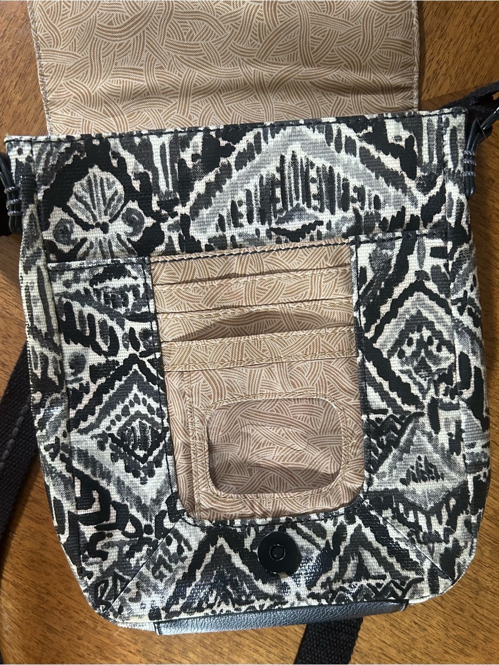 Sakroots Artist Circle Small Flap Messenger Bag Black White Boho Crossbody - Picture 5 of 7